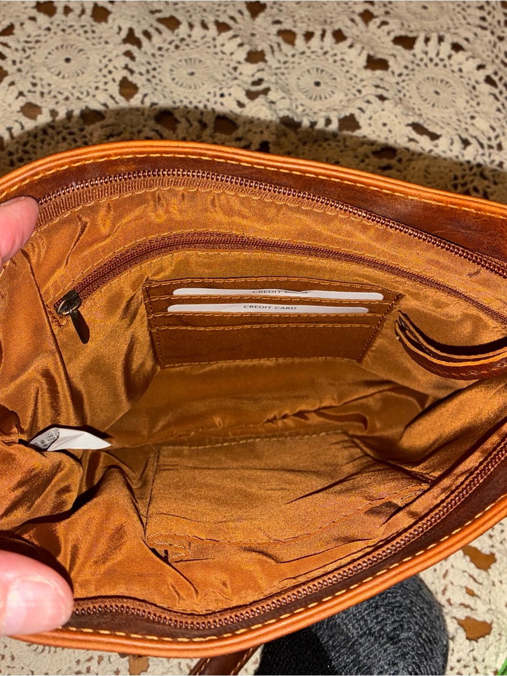 NWT Valenchi Women's Brown Tooled Leather Crossbody Bag with Floral Detail - Picture 16 of 16